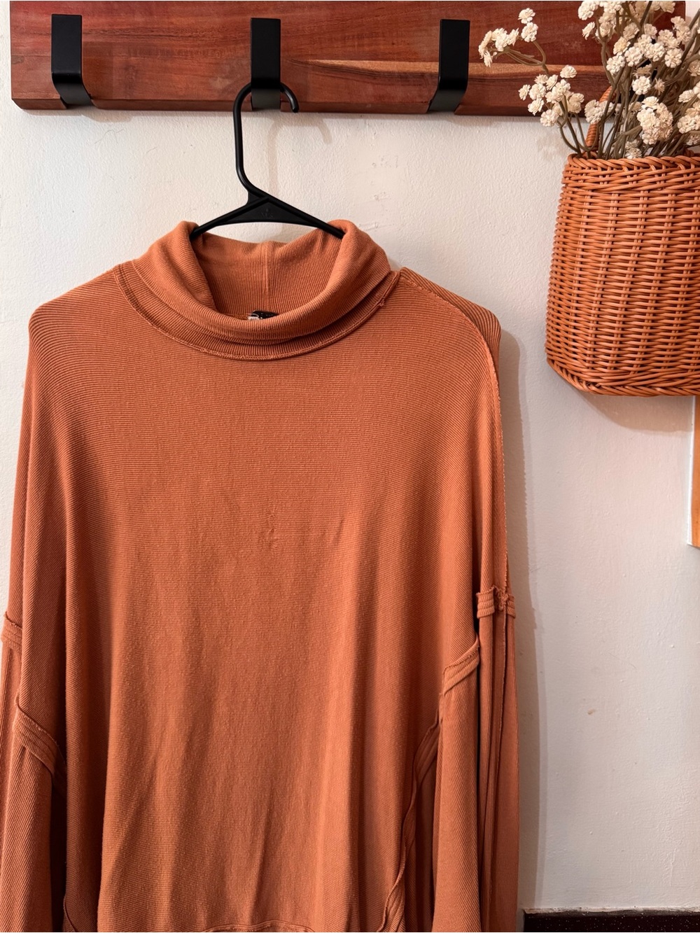 Free People Burnt Orange Cowl-Neck Sweater